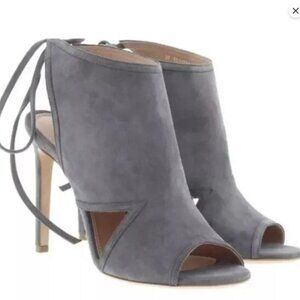 HUGO BOSS Grey Suede Lace Up High Stilettos "Lady Sandal" Size 37.5